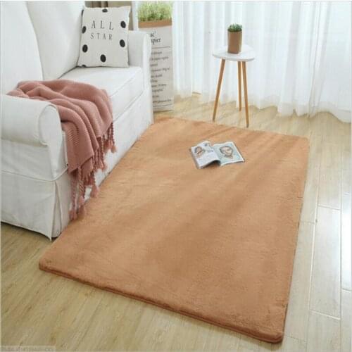 New Home Decoration Carpet Soft Imitation Rabbit Fur Carpets for Modern Living Room Rug, Solid Color Bedroom Door Mat