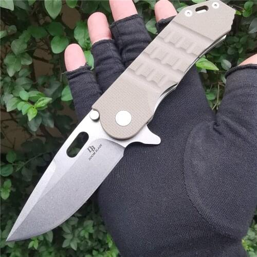 Folding Blade Knife D2 Steel Blade + G10 Handle Pocket Fruit Knives for Camping Hunting Survival Outdoor Activities Mens Gift