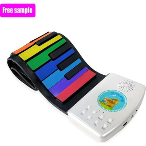 Piano keyboard digital 49 keys hand roll portable electronic piano rainbow musical toy instruments