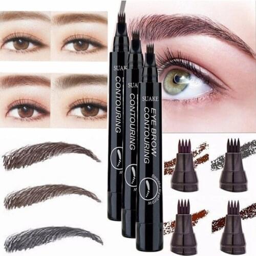 Eyebrow Pen Eye Makeup Waterproof 4 Fork Portable Beauty Tool for Women Lady S55