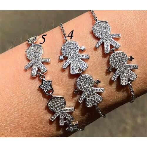 Russian favorite boy and girl Bracelets Zircon inlay Platinuma Invariant color 925 Sterling Silver Bracelet Women Jewelry