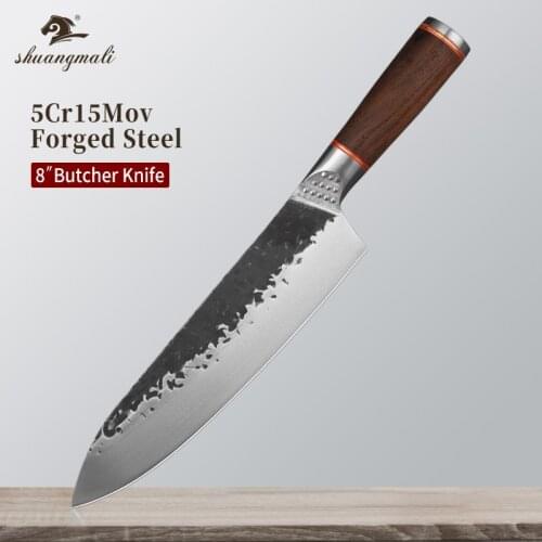 8 Inch Vegetable Kitchen Knife High Carbon 5Cr15Mov Steel Utility Chef Knives Slicing Cleaver Meat Chef Knife With Wood Handle