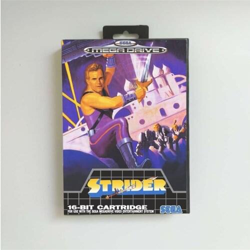 Strider - EUR Cover With Box 16 Bit MD Game Card for Megadrive Genesis Video Game Console