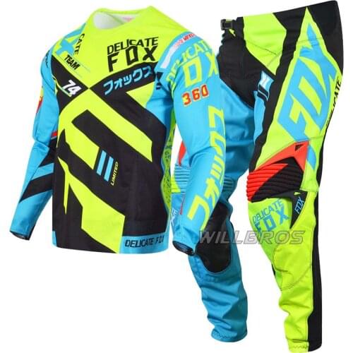 Delicate Fox 360 Divizion Gear Set Motorcycle Motorbike MX Dirt Bike Offroad Suit Mens Racing Kits
