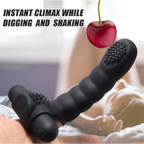 Finger Vibrating G-spot Glove Anal Massager, Nipple Clitoris Stimulation Finger Vibrator Sleeve, Adult Sex Toy For Woman Lesbian