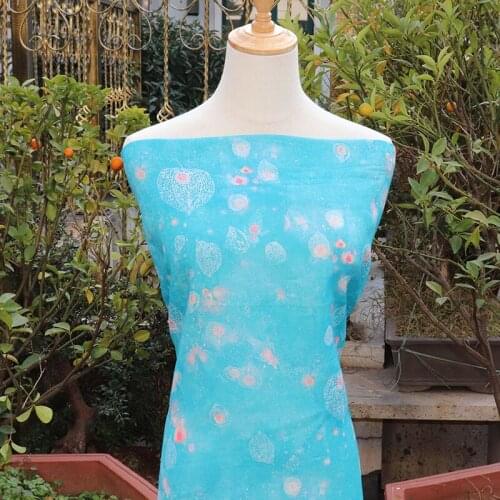 High quality natural pure ramie fabric Skimming over the surface print patchwork High end designer robe shirt dress sewing