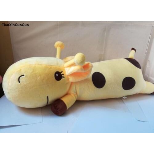 About 55cm yellow cartoon giraffe plush toy lying giraffe soft doll pillow toy Christmas gift h2308