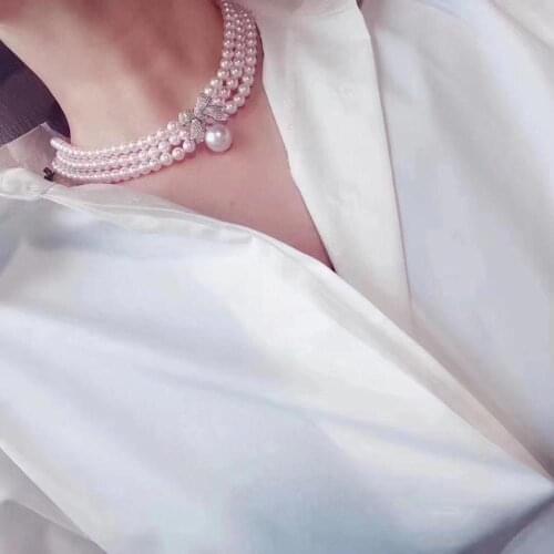 D915 Pearl Necklace Fine Jewelry Round 5-6mm 11-12mm Nature Fresh Water White Pearls Chocker Necklaces for Women Presents