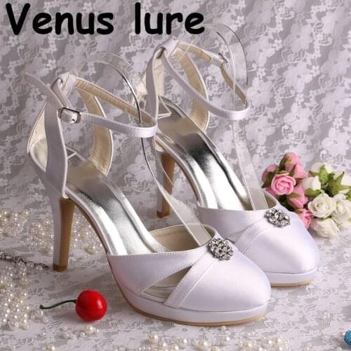 22 Colors White Summer Sandals with High Heel Round Toe Ankle Strap Ladies Shoes