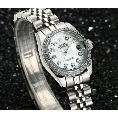 28MM SANGDO Milk- white dial Automatic Self-Wind movement High quality Luxury Womens watches Mechanical watches 023S