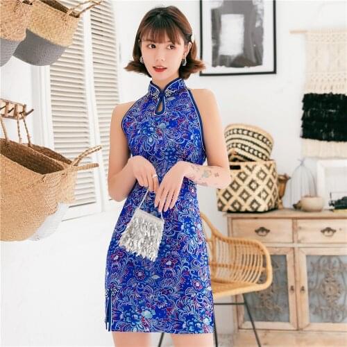 Sexy Backless Dress Vintage Chinese Traditional Mandarin Collar Lady Cheongsam Qipao Formal Party Dress Vestidos Oversized 3XL