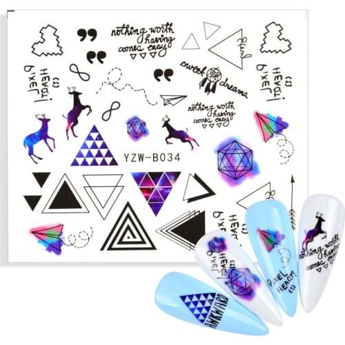 1 Sheet Nail Sticker Black Geometry Pattern Dream Catcher Feather Elk Decal Water Transfer Slider For Nails Art Decorations