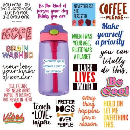 19pcs English Word Computer Stickers Cure Text Vintage Adhesive Laptop Refrigerator Skateboard Decals For MacBook/HP Computer