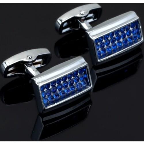 2017 HOT shirt cufflinks for mens gifts Brand cuff buttons Blue Austrian crystal cuff links High Quality abotoaduras Jewelry