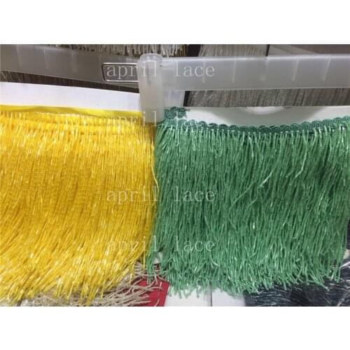DX019# 5 yards /bag 15 cm width yellow /green color lovely beads ribbon fringe tassel for garment/decorative/wedding dress