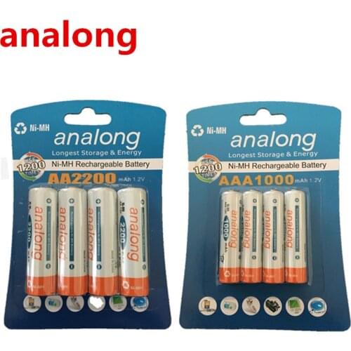 Analong 1.2V 2200mAh AA Batteries + 1000mAh AAA Batteries NI-MH AA/AAA Rechargeable Battery