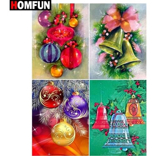 HOMFUN Diy 5d Diamond Painting "Christmas bell tree" Cross Stitch Square Round Diamond Embroidery Handwork Rhinestone Art