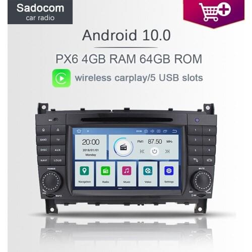 PX6 IPS 2 din Android 10.0 Car DVD player 6 Core 64GB ROM 4GB RAM car radio GDS autoradio For Benz W203 W209 W219 2004 - 2011