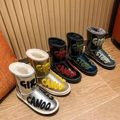 Brand Snow Boots Womens Fur And Fur One-in-one Medium Tube Plused Waterproof Heavy Industry Thick Bottom Short Boots Anti-skid