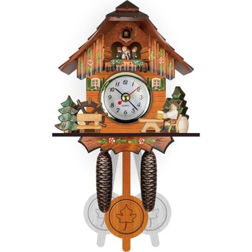 Clock Wooden Decoration Accessory Vintage House Chime Nordic Style Black Forest Cuckoo Home Dacoration