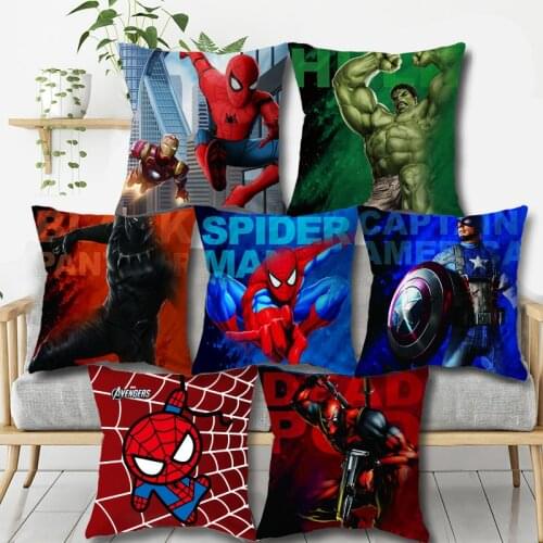 Disney Avengers Pillow Case Cushion Cover Spiderman Captain America Cartoon Childrens Bedroom Boy 40x40cm 45x45cm