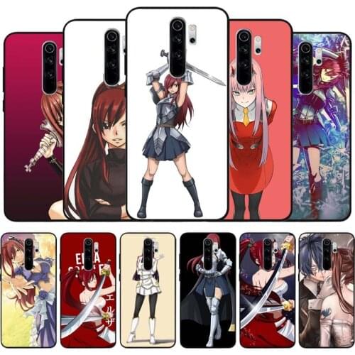 Erza scarlet fairy tail black Silicone Phone Case For Redmi note 9 8 7 Pro S 8T 7A Cover