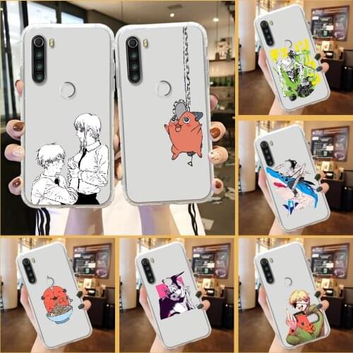 Anime Chainsaw Man Phone Case For Xiaomi Redmi Note 7 7A 8 8T 9 9A 9S 10 K30 Pro Ultra transparent luxury Etui silicone back