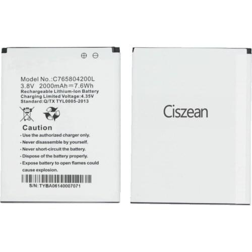 Ciszean 10x 3.8V 2000mAh Replacement Li-ion Battery C765804200L For BLU STUDIO 5.0 S II S2 D572 W510U batteries