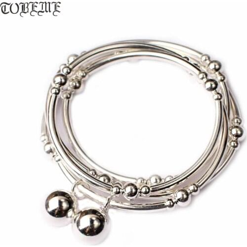 Designer Jewelry 100% 925 Silver Beaded Women Bracelet Pure Silver Strand Bracelet Bohemian Beads Bracelet Bohemian Jewelry