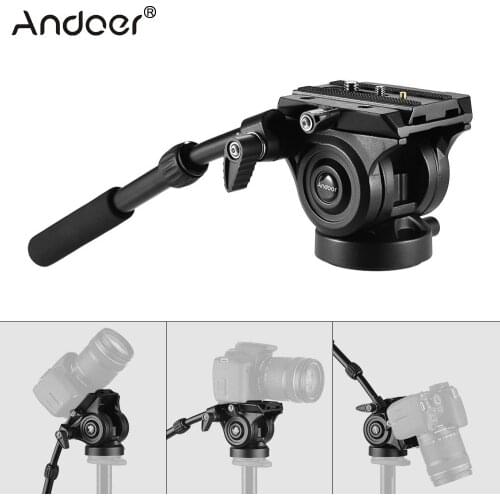 Andoer VH05 Camera Camcorder Tripod Head Fluid Drag Pan/Tilt Head w/Quick Release Plate for Canon Nikon Sony A7 Panoramic
