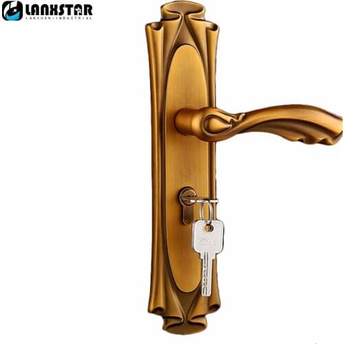 Classical European Style Panel Lock High Strength Zinc Alloy Handle Locks Residential Home Door Silent Brass Locker Handle-lock