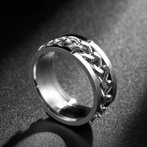 MANGOSKY 8mm Silver Stainless Steel Chain Ring For Men and Women