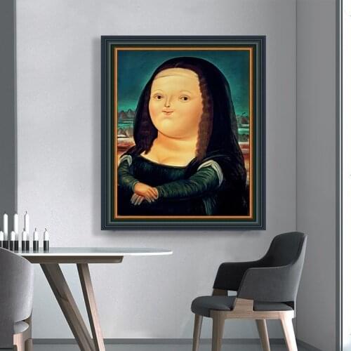 Colombia Artist Fat Mona Lisa Painting Poster Print Picture Wall Art Living Room Bed Room Nordic Cuadros Salon Tableaux Decor