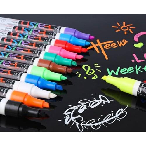 8/12 Color Erasable Multi Colored Highlighters Liquid Chalk Marker Pens For LED Writing Board Glass Window Art Marker Pens