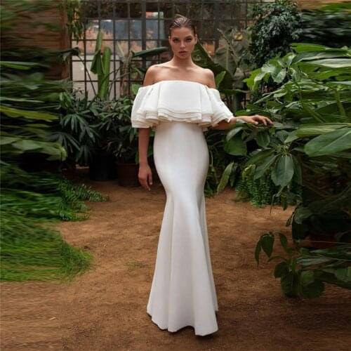 Bateau Slim Mermaid Wedding Dresses Natural Floor Length Custom Made Long Bridal Gowns Spring Long Robe De Mariee