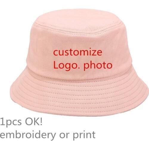 Wholesale Drop shipping Female Fans Couple Customize Buyer LOGO Photo Bucket Hat