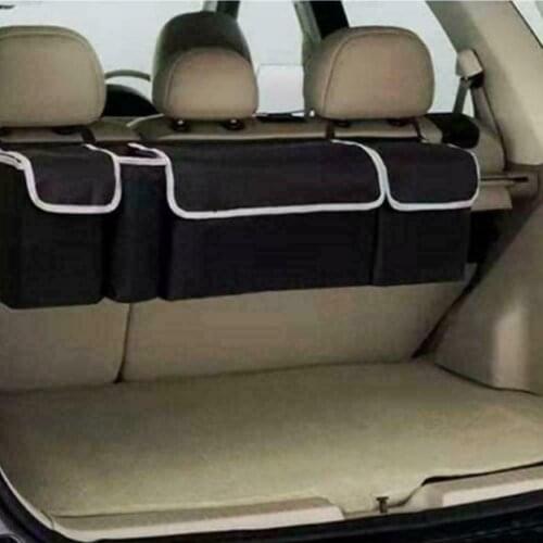Trunk Car Boot Seat Back Organiser Bag Black Waterproof Large Multifunction Travel Driving Interior Sundries Storage Pockets