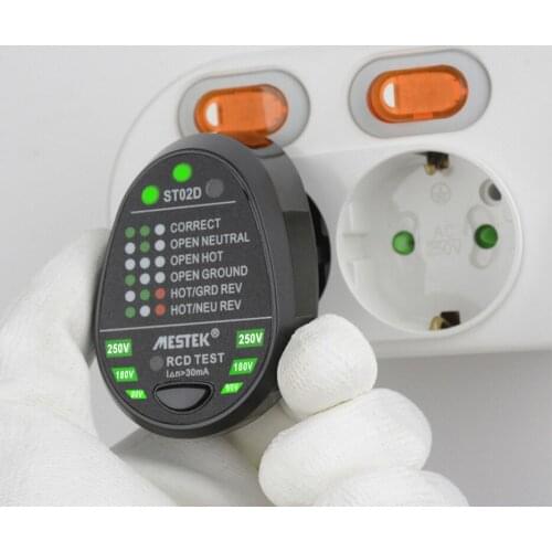 ST02D European Socket Tester Power Polarity Test Phase Detector Leakage Switch