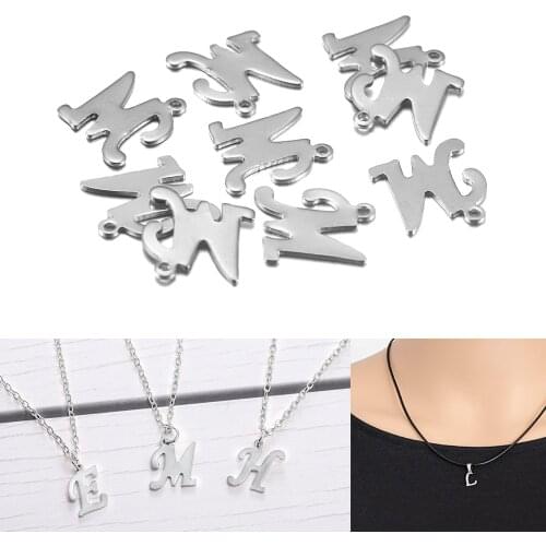 50Pcs A-Z Stainless Steel Letters Charms Pendant English Alphabet Bracelet Necklace Crafts For DIY Jewelry Making Components
