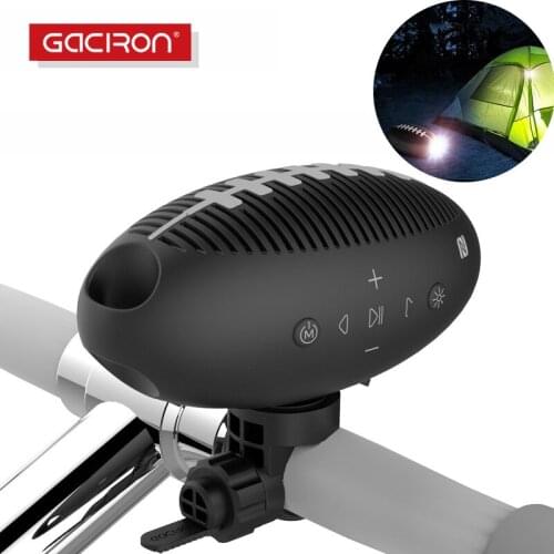 GACIRON Portable Bike Cycling Bluetooth Speaker Outdoor Camping Tent Light Waterproof Bicycle Riding Subwoofer 3D Stereo Music