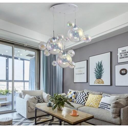 Colorful bubbles modern LED pendant light lamps living room glass ball Chandeliers kitchen lighting fixtures bar clothing store