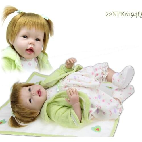 Golden Hair Realistic Baby Doll Solid Silicone Toy Babydoll Girls Present 22"