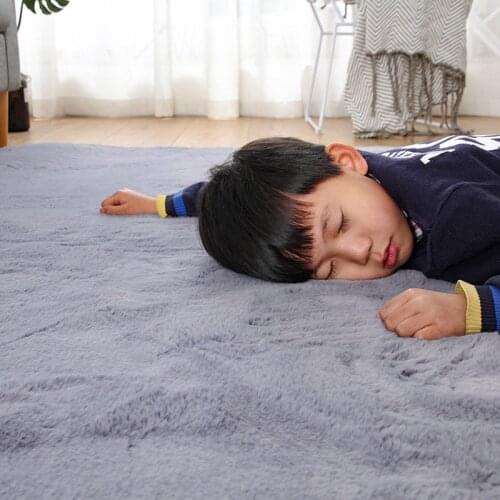 Luxury Faux Rabbit Fur Carpets Faux Rabbit hair Bedroom Thick Fluffy Mat Washable Artificial Textile Area Rugs Square Home Decor