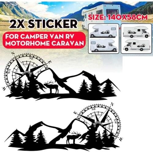 RV Motorhome Universal Body Sticker DIY Compass Navigation Animal Decal Sticker Decoration for Car Caravan Trailer