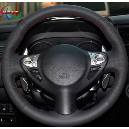 DIY Non-slip Black Leather Car Steering Wheel Cover For Infiniti FX FX35 FX37 FX50 QX70 Car Interior Accessories