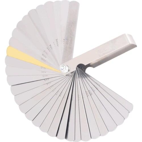 32 Blades Feeler Gauge 0.04-0.88mm Thickness Valve Feeler Filler Gauge With Brass Metric Imperial Gage For Measure Tool
