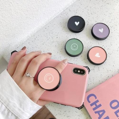 Cute Smiley Dropping Glue Folding Holder For iPhone 12 Samsung Xiaomi Oneplus LG Phone Socket Griptok Korea Kawaii Bracket Mount