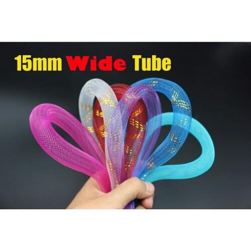 Tigofly 6 pcs Assorted Colors 15mm Wide Mylar Tinsel Mesh Tube 1m Length Fly Tying Materials
