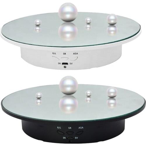 20cm 3 Speeds Smart Mirror Velvet Electric Rotating Display Stand Turntable Jewelry Holder