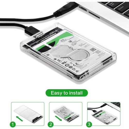 Bevigac USB 3.0 High Speed External Hard Drive Enclosure Storage Box Case for 2.5inch Serial Port 7/9.5mm SATA SSD